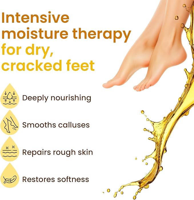 Hydrating Foot Mask for Dry Cracked Feet, Restoring & Hydrating Socks with Shea Butter, Jojoba Oil & Vitamin E, Feet Mask for Women & Men Foot Care (2 Pairs)