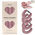 Heatless Hair Curler Set – 4PCS Velvet Overnight Blowout Rods for Heatless Curls, Jumbo Flexible Curling Rods to Sleep In, No Heat Curling Tools for Natural Waves and Curls Rose Pink