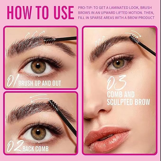 Clear Eyebrow Gel Set, Fast Eyebrow Shaping,Long-Lasting Waterproof and Transfer-Proof Extreme Hold Brow Glue(Transparent-2PCS)