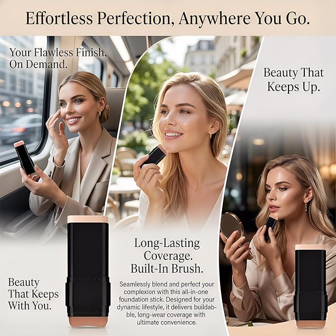 Foundation Stick, 2 in 1 Dual-Ended Long-Lasting Korean Foundation Stick, Full Coverage Foundation Makeup, Sunscreen Concealer Stick, Tattoo Cover Up Makeup, Matte Finish for Face (LIGHT SKIN)