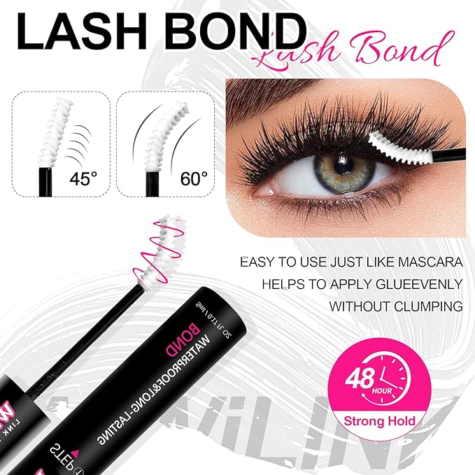 Lash Cluster Glue Lash Bond and Seal Waterproof, White Eyelash Glue for Eyelash Clusters Long-Lasting Eyelash Adhesive at Home（5ml+5ml）