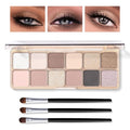KYDA 12 Colors Grey Brown Eyeshadow Palette with Brush, Matte Shimmer Neutral Nude Brown Eyeshadow, Glitter Sparkling Eye Shadow, Cool Tone Korean Eyes Makeup