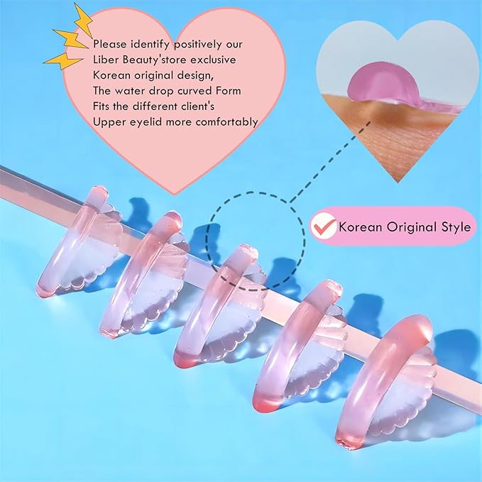 Korean Lash lift Pads Shields 2026 New No glue Eyelash Lifting Shield Self Sticky Lash Perm Rods Lami Lamination Roller U Curler Pad Soft 5 Size Air Bubble Silicone-Light Weight Guard