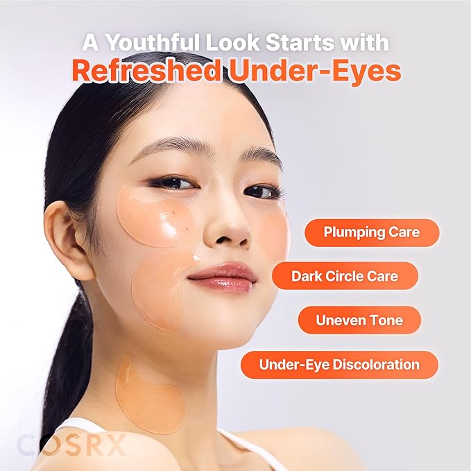 COSRX 5-PDRN Complex Collagen Gel Eye Patches for the look of Dark Circles and Uneven tone, Radiance Care for Tired Under-Eyes with Salmon DNA & Vitamin C, Korean Skincare, Mothers day gift for Mom