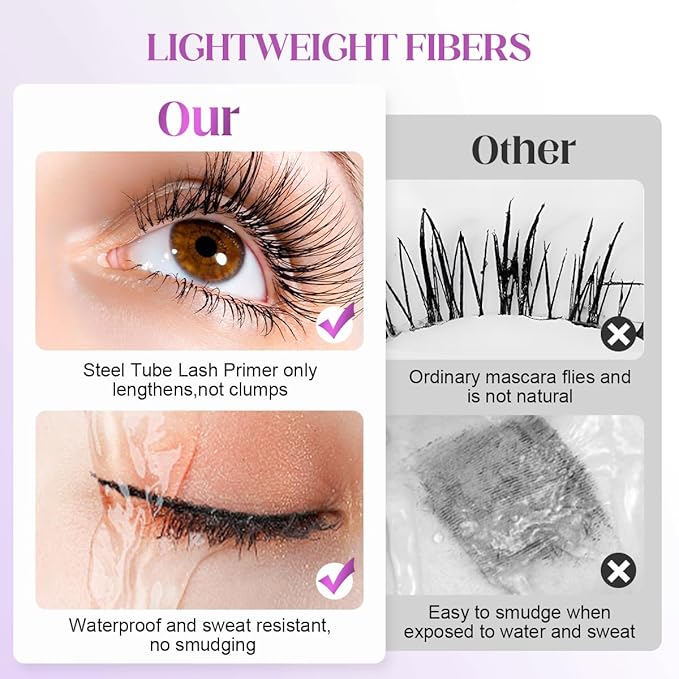 3D Curling Eyelash Iron Mascara, Ultra-Fine Lengthening Waterproof Quick-Dry Metal Wand Mascara Tubing, Washable, Long-lasting, Smudge Proof & No Flaking (Black)