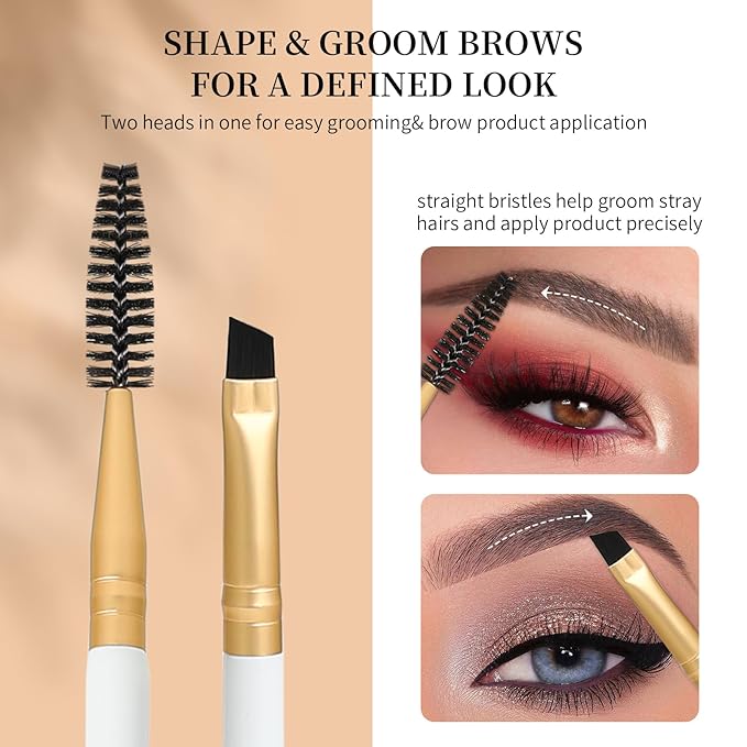 DUcare Eye Makeup Brush Set, 6 Pcs Professional Eyeshadow Blending Makeup Brushes for Concealer Eyebrows Eyeliner, Soft Hairs & Wood Handle, White