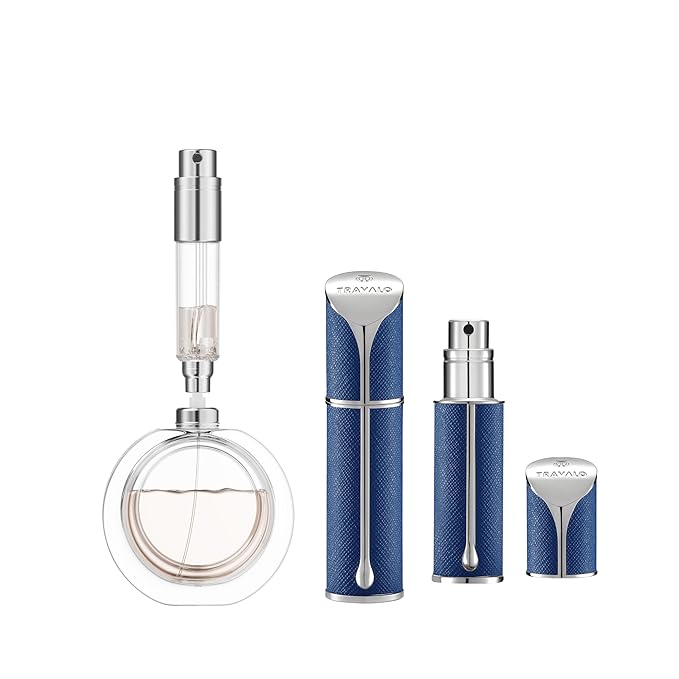 Travalo AQUA Refillable Perfume Atomizer, 5ml Travel Perfume Bottle with Easy Bottom Refill, Leak-Proof Mini Cologne Sprayer, TSA-Approved Pocket Fragrance Spray for Women & Men, 1 Piece (Blue)