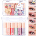 6 Pcs Liquid Glitter Eyeshadow Set Colorful Eyeliner with Long-Lasting and Waterproof Shinning Eye Shadow Gift for Women Eye Makeup (Transparent Bear)