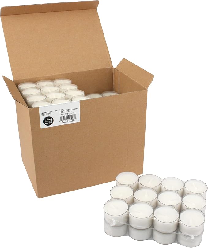 Stonebriar 192 Count White Unscented 6 to 7 Hour Extended Burn Time Clear Cup Tea Light Candles (Pack of 2)