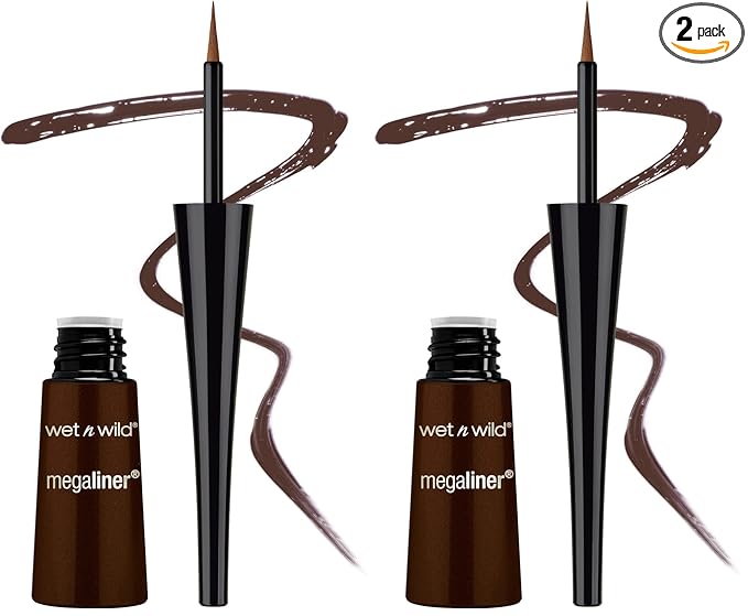 wet n wild MegaLiner Liquid Eyeliner - Dark Brown (Pack of 2)