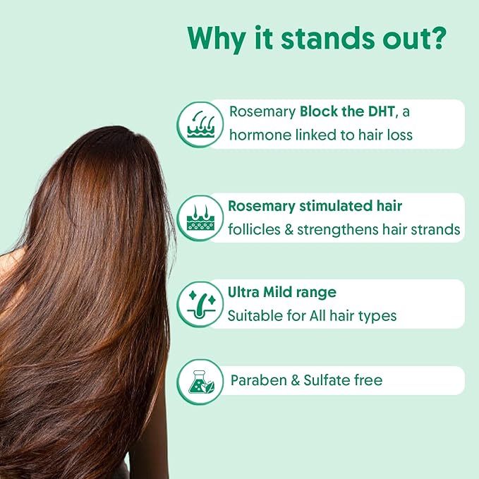 Aravi Organic Rosemary Anti-Hairfall Shampoo | Shampoo For Hair Growth & Hairfall Control | Up to 94% Stronger Hair | Sulphate Free | For Dry & Frizzy Hair | All Hair Types - 6.7 FL Oz / 200 ml