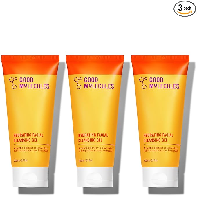 Good Molecules Hydrating Facial Cleansing Gel Pack 3 – 200 ml / 6.7 fl oz Each | Face Wash with Rosewater & Pineapple Extracts for Gentle Cleansing and Hydration