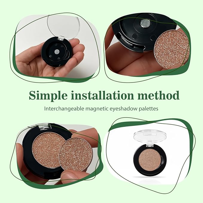 Refillable Eyeshadow Palette - Matte/Glitter/Duo-Chrome Pressed Powder & Cream Formula, Neutral/Shimmer/Smokey Multichrome, Travel-Friendly Iron Pan Refills (Chameleon, D47)