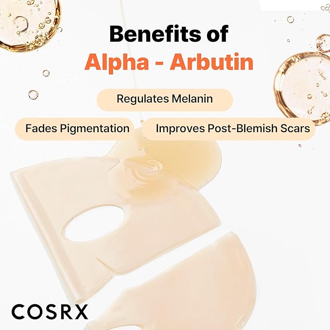 COSRX The Alpha-Arbutin Discoloration Care Hydrogel Face Masks 3EA with Niacinamide, Glutathione & Tranexamic Acid, Collagen Face Mask, Travel Essentials, Overnight Face Mask, Korean Skin Care