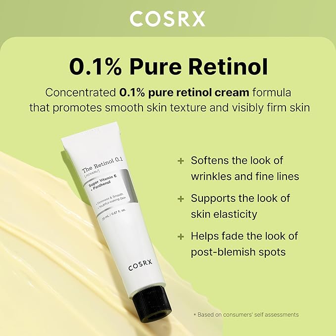 COSRX Retinol 0.1% Cream, Anti-aging Eye & Neck Cream with Retinoid Treatment to Firm Skin, Reduce Wrinkles, Skin Tightening Cream for Fine Lines & Firmness, Gentle Daily Korean Skin Care, 0.67 fl oz