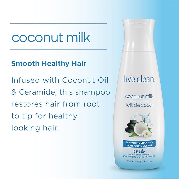 Live Clean Shampoo, Moisturizing Coconut Milk, 12 Oz