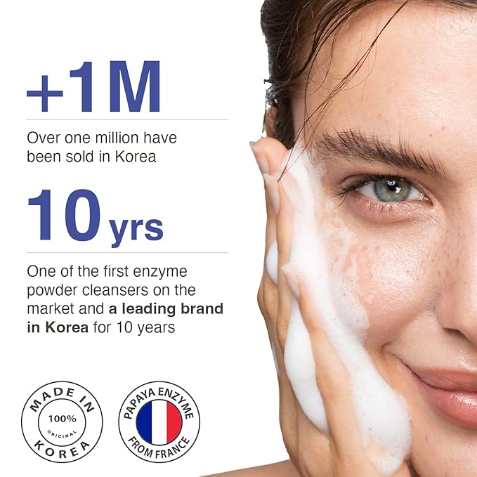 La clear Pure Mild Enzyme Powder Cleanser - Daily Exfoliating Facial Wash for Sensitive/Acne/All Skin Types. Natural Ingredients, pH5.8, Phthalate/Fragrance-Free, 2.5oz