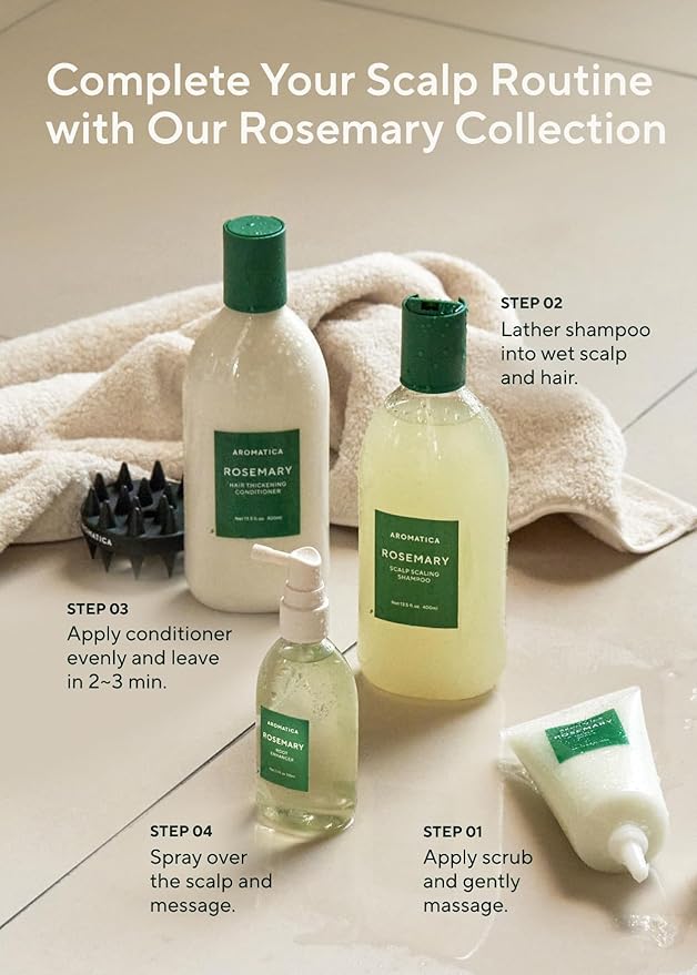 AROMATICA Root Enhancer Rosemary Water for Hair Growth spray - with Rosemary hair oil & caffeine & biotin - Korean hair care for hair thinning & hair loss - free from silicone, paraben and sulfate