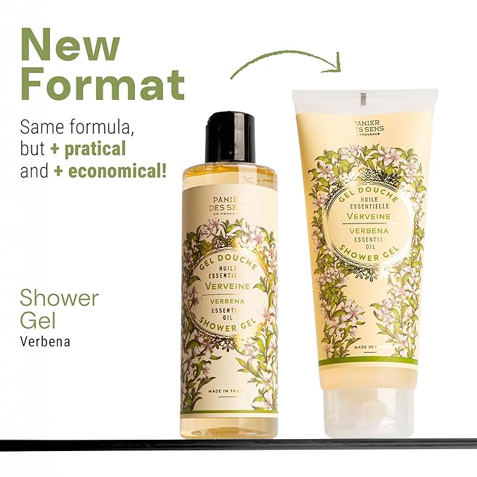 Panier des Sens - Lemon Verbena Moisturizing Body Wash for Women & Men - Gentle Shower Gel - 96% Natural - Normal, Sensitive Skin - Body Care Made in France, SLS Free, Vegan - 6.8 floz