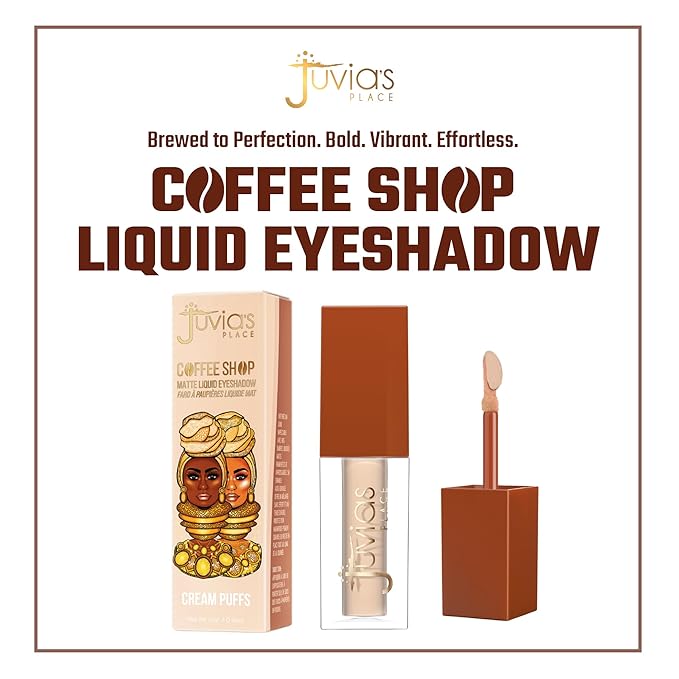 Juvia's Place Coffee Shop Liquid Eyeshadow - Cream Puffs - Matte Finish for Rich, Long-Lasting Color, Waterproof, and Smooth Texture - Buildable and Vibrant - Ideal for All Skin Tones, 0.16 fl oz