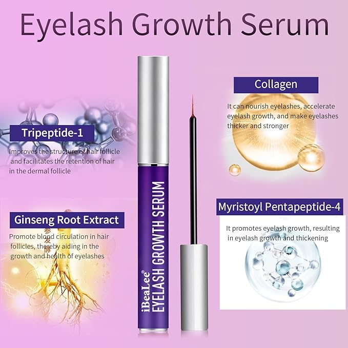 Premium Eyelash Growth Serum, Eyebrow Growth Serum, Plant Extracts for Advanced Lashes Enhancer Longer, Fuller and Thicker, Natural Beauty Enhancement(8 ml)