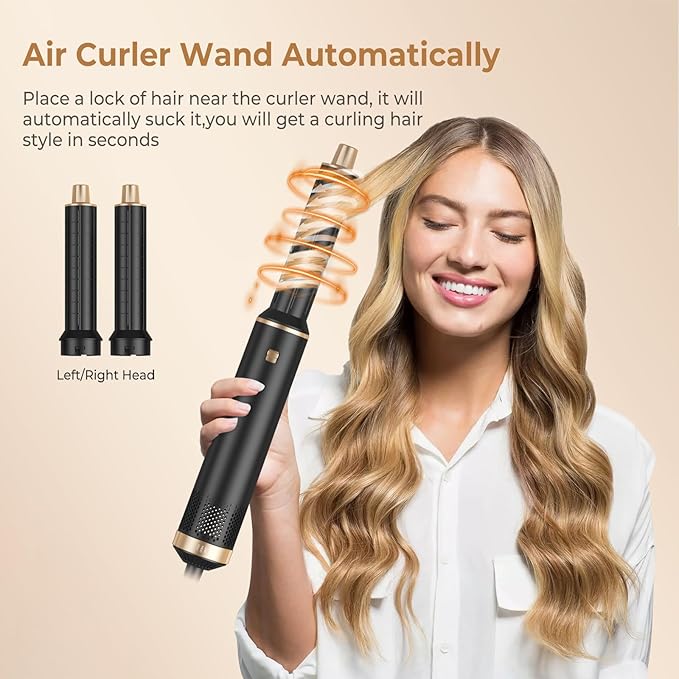5 in 1 Hair Dryer Brush, Air Style Wrap Hair Styler, Negative Ion Blow Dryer, Hot Air Brush for Blow Drying, Hair Brush for Blow Drying, All-in-One Hair Styling Tool, Volumizing, Straightener & Curler