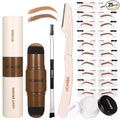 UCANBE 25PCS Eyebrow Stamp Stencil Kit With Dual-Color Eyebrow Stamp Pomade,20 Reusable Eyebrow Stencils,Finising Powder,Brush,Eyebrow Razor,Zipper Pouch,Waterproof Eye Brow Stamping and Shaping Kit01