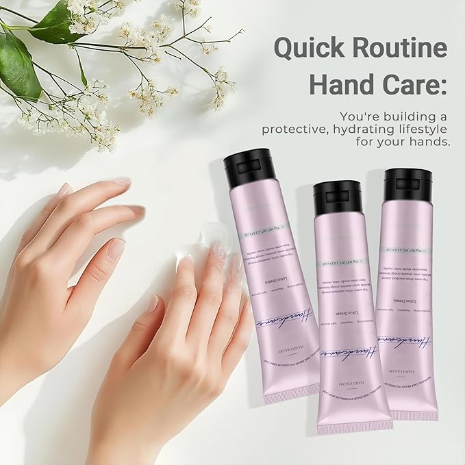 DincherBel Lotus Dream Hand Cream for Dry Cracked Hands, Birthday Gifts for Women, Bridesmaid Gifts, Nurse Gifts, Party Favors, Hand Cream Gifts Set for Women, Travel Size 2.33fl.oz x 3