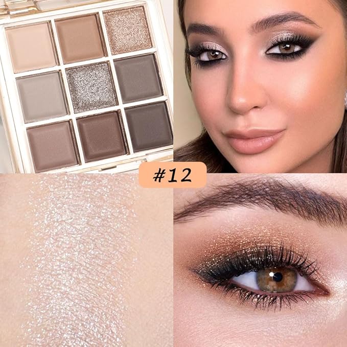 CAKAILA 9 Colors Nude Eyeshadow Palette Makeup,Taupe Bronze Brown Matte Cream Eye Shadow,Natural Neutral Eyeshadow Palette Nude