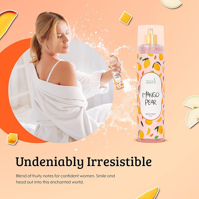 Freida and Joe Exquisite Body Spray Mango Pear Scent: Luxury Women's Perfume Fragrance Body Mist Spray - Ideal for Special Occasions - 8 oz Fine Mist Spray Bottle Gift – Mother's Day Gift for Mom