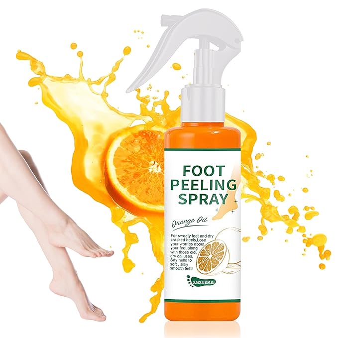 Foot Peeling Spray Oil,Moisturizing Nourishing Foot Exfoliating Peeling Spray,Instantly Hydrating Gently Foot Peel Off Spray for Removing Dead Skin & Calluses（Orange）
