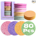 Compressed Facial Sponges BS-MALL 80 Count,Reusable Face Cleansing Pads,Gentle Exfoliating Sponges for Makeup Removal, Deep Cleansing, Dead Skin Removal,Travel-Friendly Spa Skincare Sponges