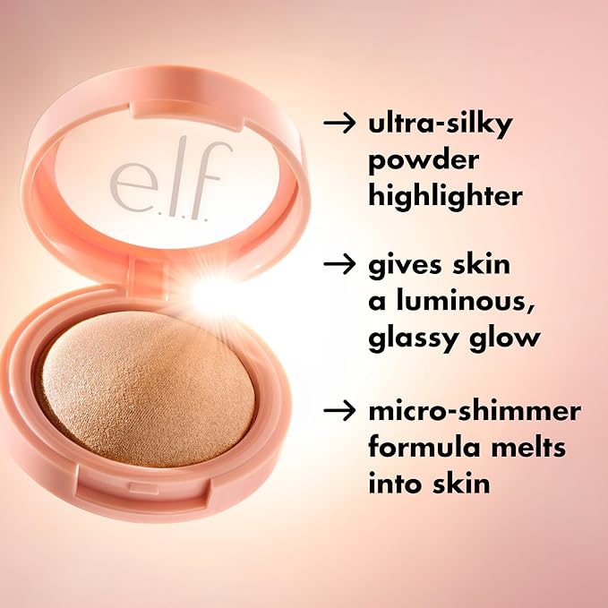 e.l.f. Halo Glow Silky Powder Highlighter, Long-Lasting Luminous Face Finish, Cake-Resistant With Micro-Shimmer, Vegan & Cruelty-Free, Coppertunist