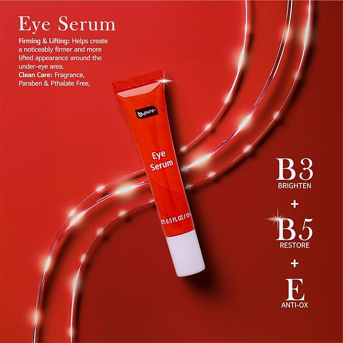 b.pure Revitalizing Eye Serum | Niacinamide, Vitamin E, Vitamin B5 | Anti-Aging, Anti-Wrinkle | 1.36 oz, 3-Pack