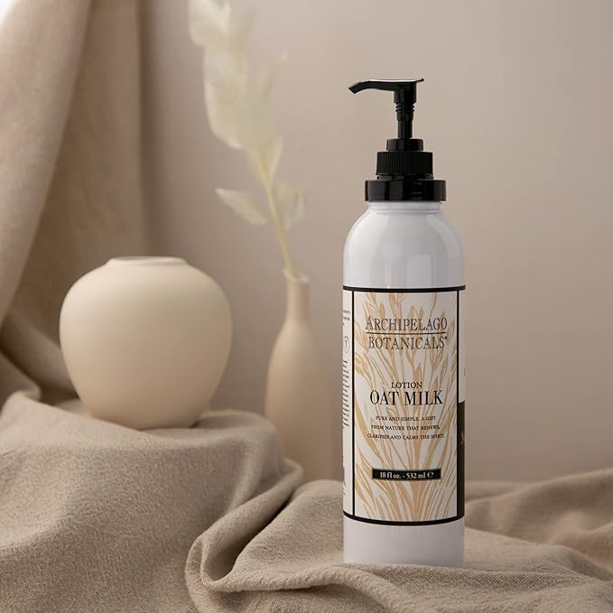 Archipelago Botanicals Oat Milk Lotion, Nurturing and Soothing Daily Moisturizer for Dry or Sensitive Skin, Hydrating Body Lotion, Paraben-Free, Phthalate-Free, 18 oz