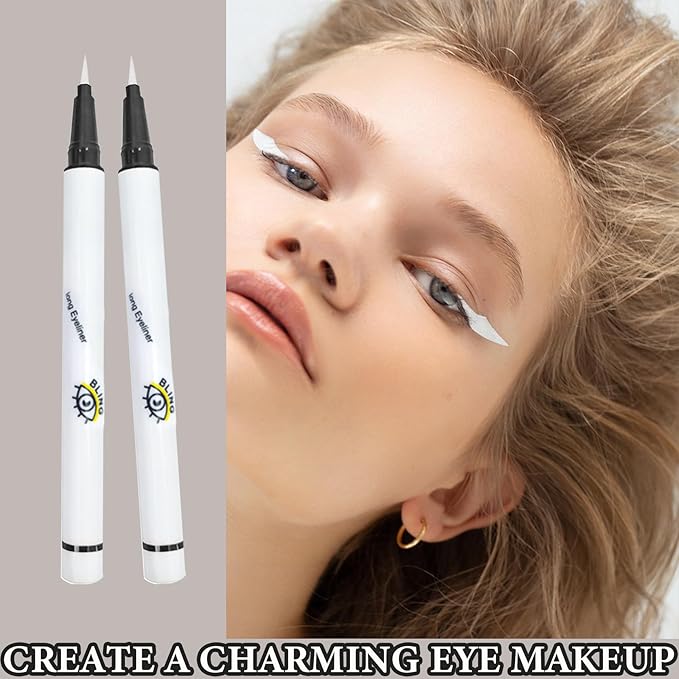 12 PCS White Eyeliner Pencils,Professional Long Lasting Waterproof White Makeup Pencils,Highly Pigmented Inner Corner Eye Highlighter Eyeliner Pencil Eye Liner Pen Sets B