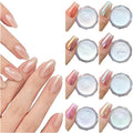 Holographic Mirror White Pearl Chrome Nail Powder Kit Effect Metallic Dust Sequins UV Gel Pearl White Nail Chrome Powder for Nails Art Decoration Set