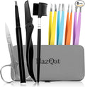 Exquisite 8-in-1 Eyebrow Kit for Women & Men – Luxury Eyebrow Grooming Kit with 4 Precision Tweezers For Eyebrows, Eyebrow Razor, Eyebrow Scissors, Eyebrow Brush/Comb & Pencil with Padded Case