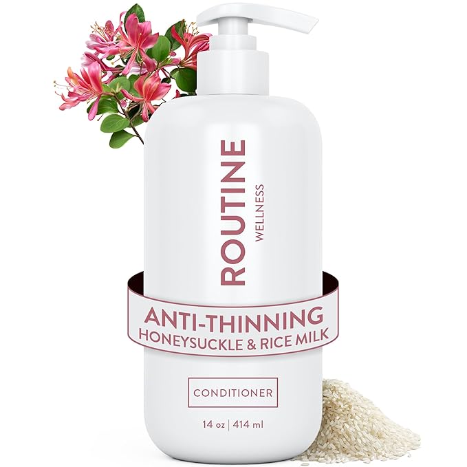 Routine Wellness Anti-Thinning Deep Conditioner for Thinning Hair to Reduce Breakage - CLINICALLY TESTED Formula with DHT Blockers Saw Palmetto, Nettle Oil - Honeysuckle & Rice Milk Conditioner