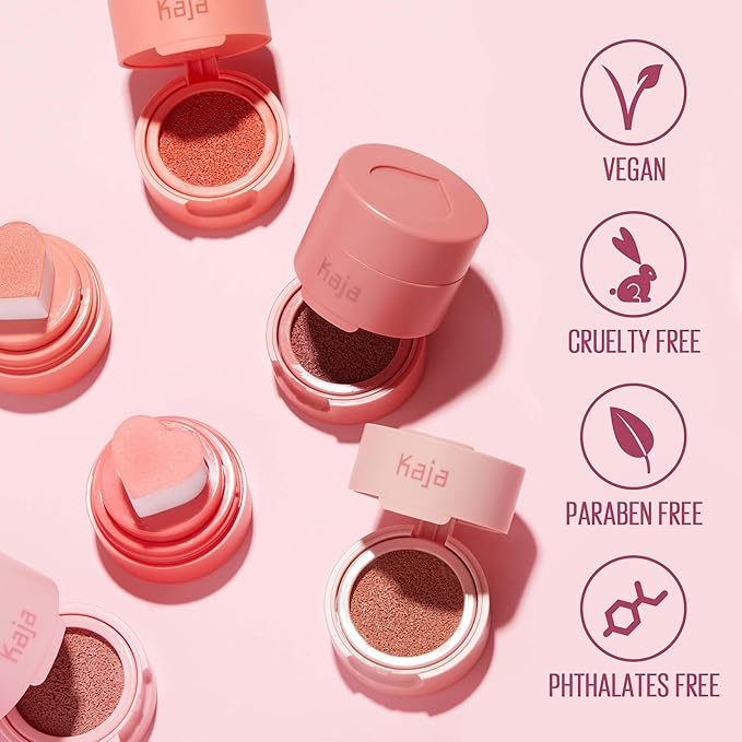 KAJA Blusher - Cheeky Stamp 01 Coy | Kbeauty, Cute Makeup, Buildable & Blendable Shade with Heart-shaped Applicator, Sunkissed Finish, Travel size, Hygienic, Portable, Korean Makeup, 0.17 Oz