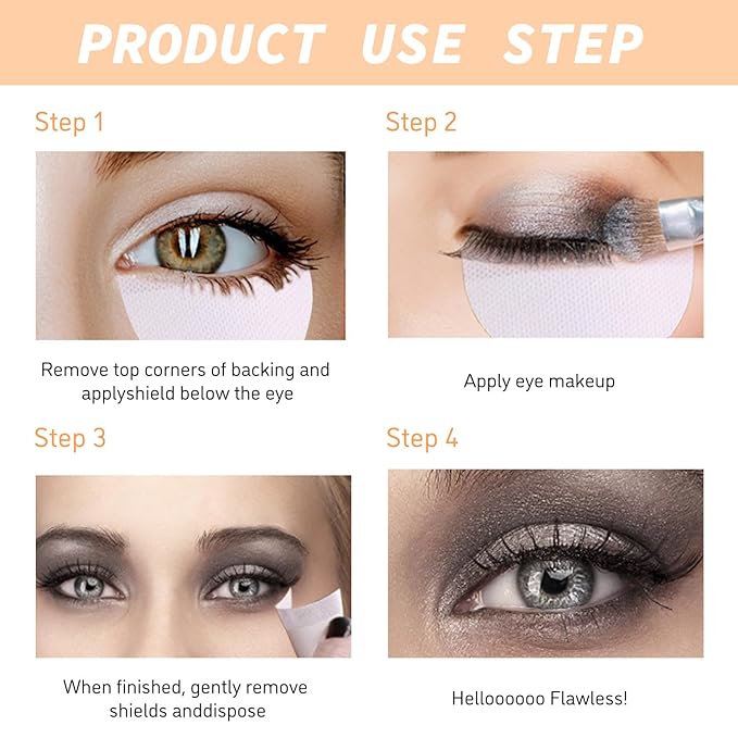 TORMEN 50pcs Eyeshadow Shields Stencils Pads Lint Free Under Eye Patches Prevent Fallout and Residue For Makeup Eyelash Extensions Eyeliner Lip Tinting Makeup