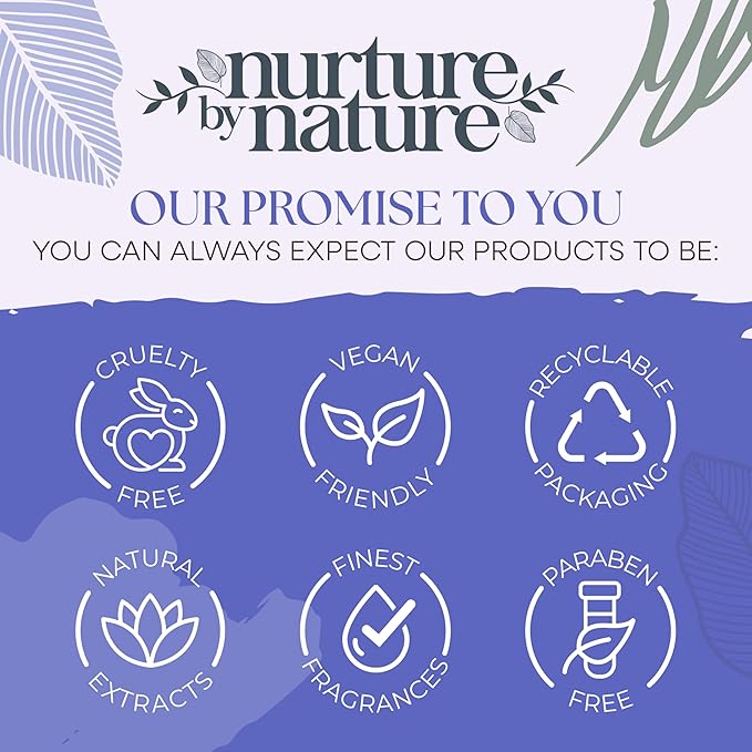 Nurture by Nature New Mom Self Care Gift Set with Body Scrub, Lavender Pillow Spray, Sleep Mask, Body Butter, Shower Gel & Bath Salts - Vegan Friendly - Stocking Stuffer, Baby Shower Gift Basket