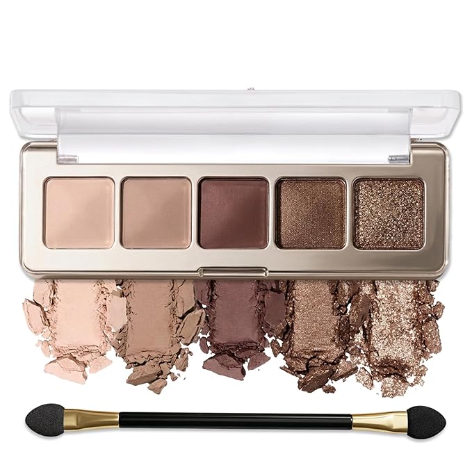 Erinde Beige Taupe Champagne Bronze Brown Eyeshadow Palette, Matte & Shimmer Nude Neutral Eye Shadow Palettes Blendable Long-Lasting Eye & Contour Makeup Palette for Blue, Green Brown Eyes, 03