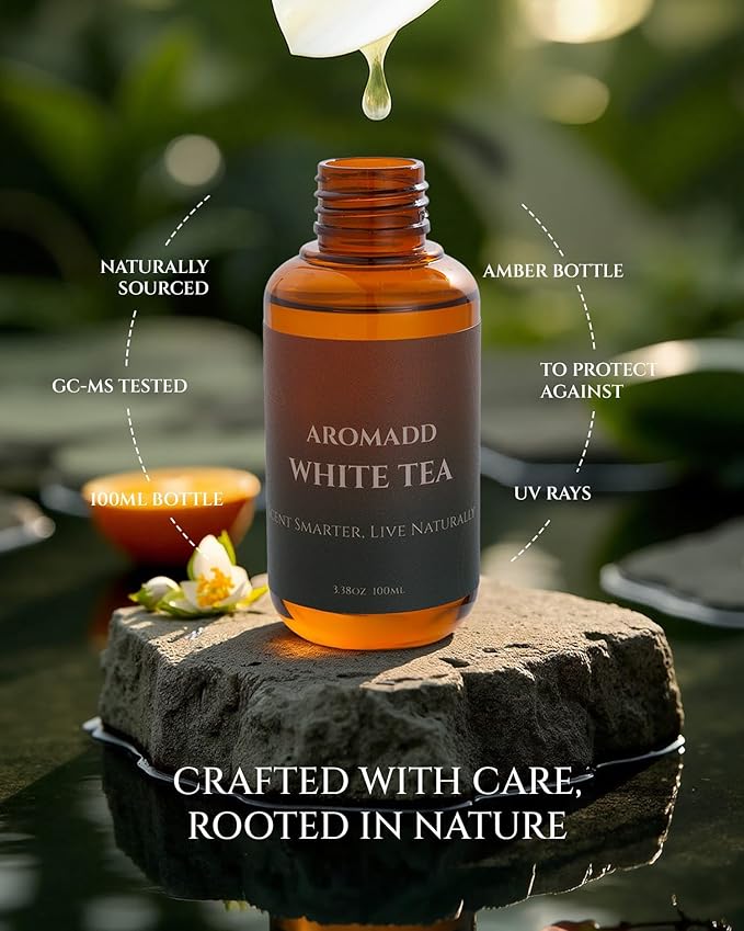 Aromadd Aromadd White Tea Diffuser Oil Inspired by Luxury Hotel Scent, Essential Oils for Waterless Diffuser, White Tea & Bergamot, Long-Lasting & Natural Home Fragrance - 3.38 fl oz (100 mL)