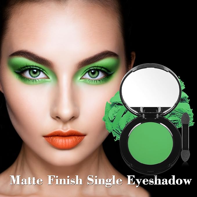 MEICOLY Light Green Eyeshadow with Mirror, Shamrock Forest Green Eye Shadow for St Patricks Day, Matte Eye Shadow Palette for Wicked Witch Elphaba Makeup, High Pigmented & Waterproof