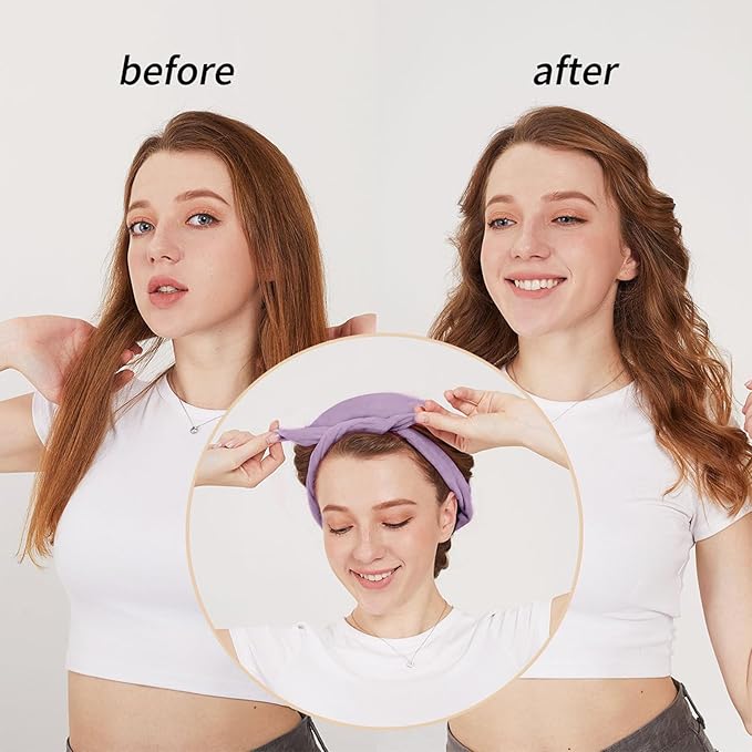 Heatless Curls Overnight Hair Curlers to Sleep In Overnight Curls for Women Heatless Hair Curler for Long Hair Overnight Headband （Purple）
