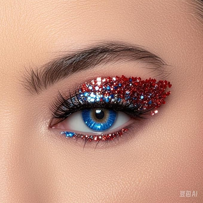 Face Body Glitter Gel Shimmer Makeup for Hair Clavicle Arm Nail Eyeshadow, Long Lasting Waterproof Holographic Mermaid Sequins for Outfit Rave Festival Party, 1.35oz, Flag Shade