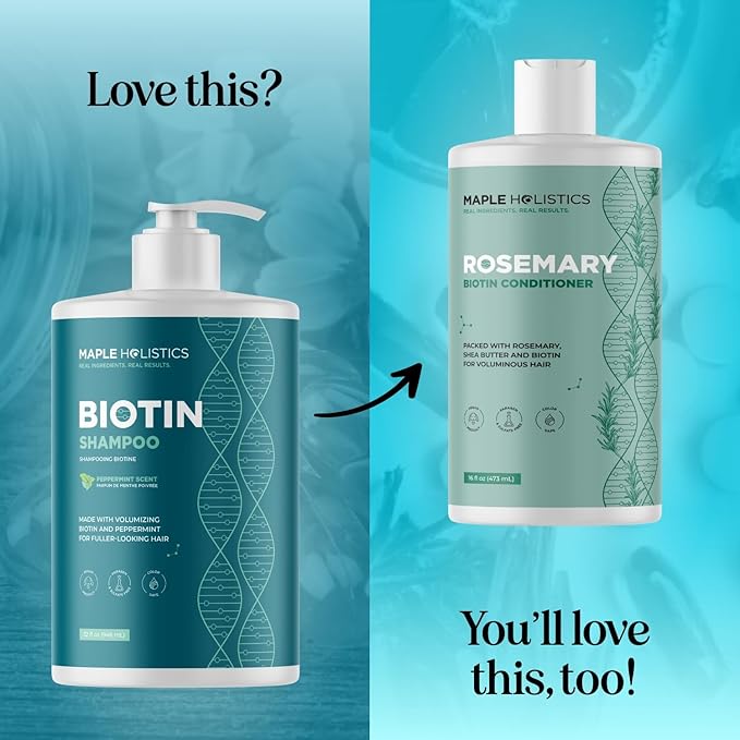 Volumizing Biotin Shampoo for Thinning Hair - Invigorating Peppermint Shampoo for Fine Hair with Argan Coconut and Olive Oils - Vegan & Color Safe - Paraben Silicone & Sulfate Free (32 Fl Oz)