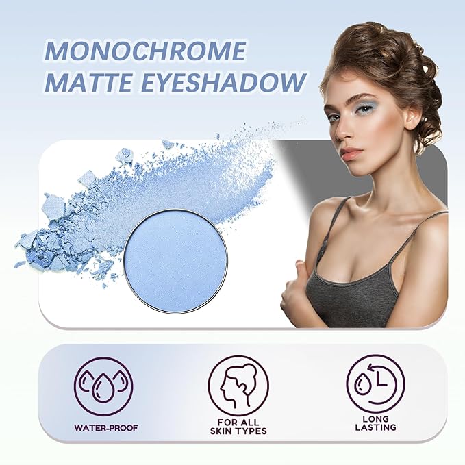 Refillable Eyeshadow Palette - Matte/Glitter/Duo-Chrome Pressed Powder & Cream Formula, Neutral/Shimmer/Smokey Multichrome, Travel-Friendly Iron Pan Refills (Matte, D43)
