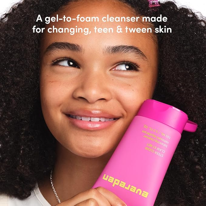 Evereden Steer Clear Balancing Jelly Cleanser for Teens: Clean & Vegan Teen Skin Care for Oily & Pimple-Prone Skin - Pre Teen Face Wash - Gently Cleanses Pores Without Drying - Tweens 10-12 and Beyond